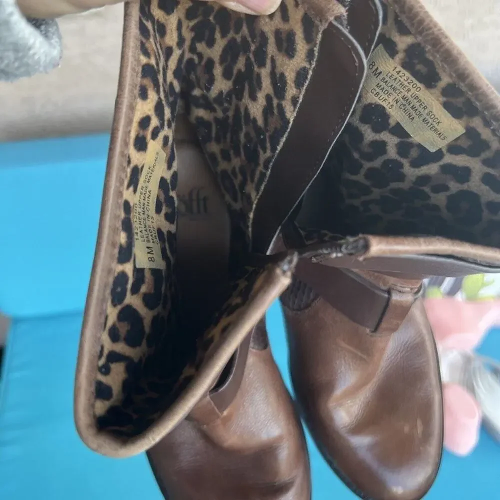 Sofft Aldina Moto Grunge Brown Leather Buckle Strap Mid Calf Comfort Boots Sz 8M - Picture 9 of 12